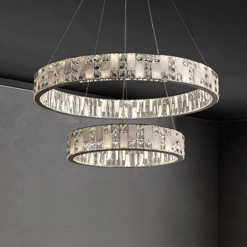 AiPaiTe ring marble crystal chandelier, chandelier line up to 150cm can be adjusted at will height, Lamps for room