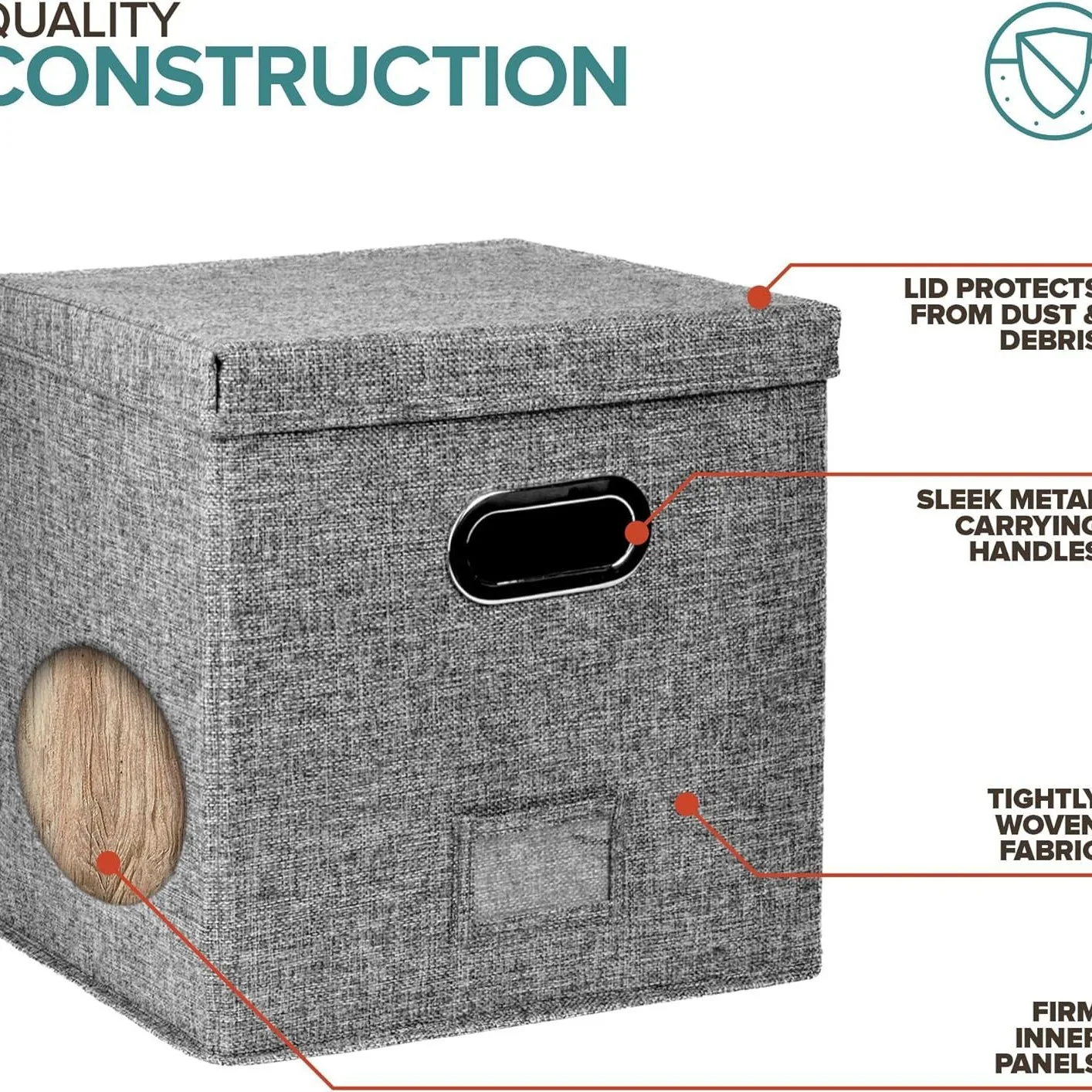 صندوق تخزين من قماش القطن والكتان، قابل للطي مع غطاء، منظم تسجيل الفينيل المنزلي المحمول، صندوق تخزين ألعاب الأطفال