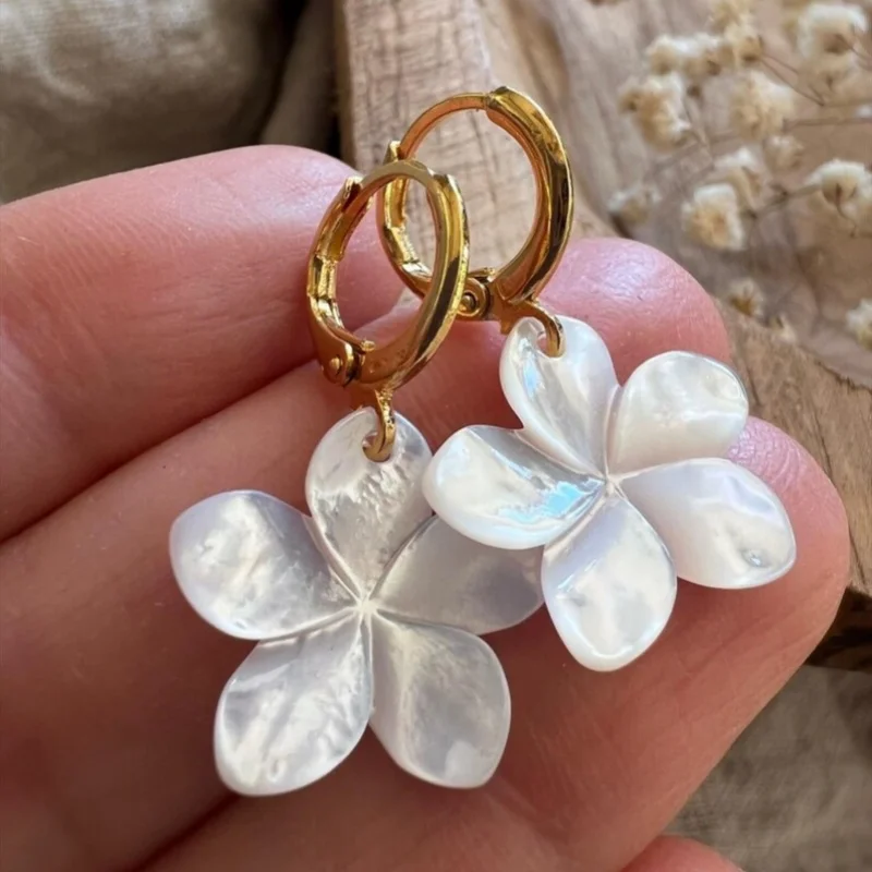 2 قطعة زهرة البيض الأنيقة نمط الموضة أم اللؤلؤ معدن الذهب اللون استرخى أقراط أقراط 3-4 سنتيمتر