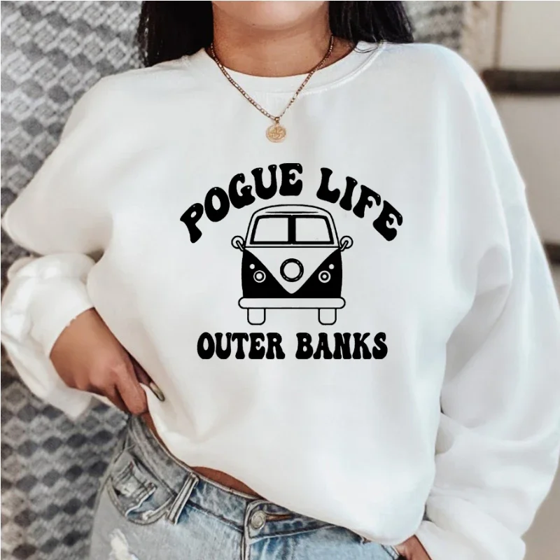 Außen bänke Grafik Hoodie Streetwear Frauen Fleece Pogue Leben Rundhals ausschnitt Sweatshirt Outer banks Merch Obx Kapuze Herbst kleidung