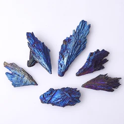 Aura Blue Black Tourmaline Peacock Tail Natural Stones Quartz Crystal Kyanite Raw Specimen Healing Reiki Decor