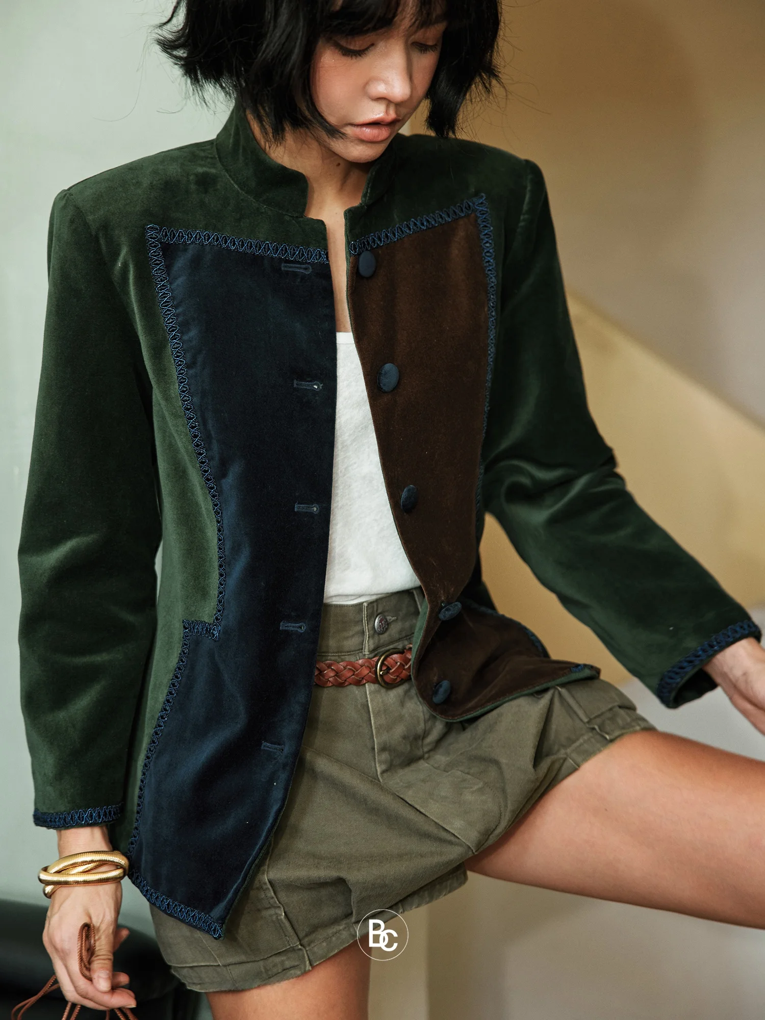 

Faionable Velvet een Cheered Slim Fit Suit Jaet by Betchow for Young Profional Women Commute Sle Autumn ential