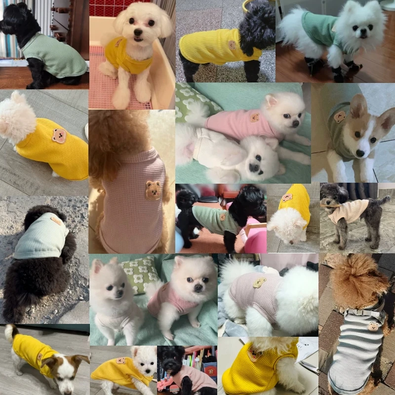 Summer Dog Clothes Luxury Pet Dog Vest Puppy Costumes Chihuahua French Bulldog Knitted Clothing Waffle Breathable Dog T-Shirt