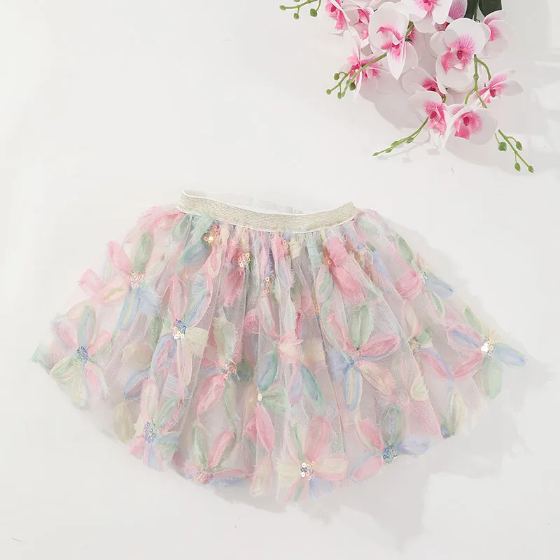 Baby Girl Clothes Cute Floral Pink Tutu Skirt Kids Princess Girls Skirt Ball Gown Pettiskirt Birthday Party Kawaii Skirts