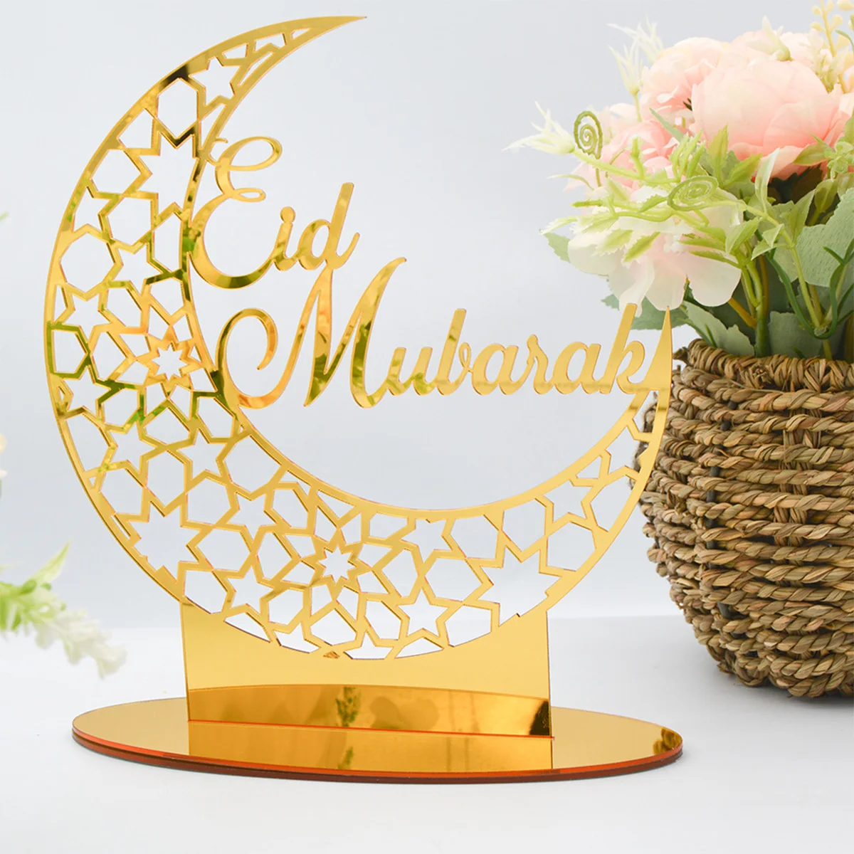 Eid Mubarak Acrylic Ornaments Ramadan Decorations for Home Eid Al Adha Ramadan Islamic Muslim Party Decor Eid Mubarak DIY Gifts