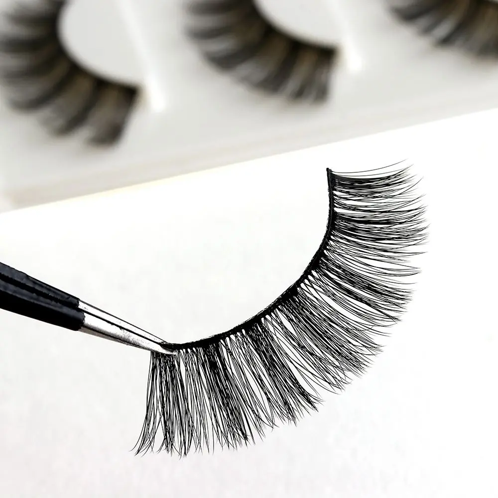 Woman's Fashion False Eyelashes 3D Silk Fiber Thick Cross Voluminous Lashes Extension Tools Handmade Messy Natural Beauty Makeup