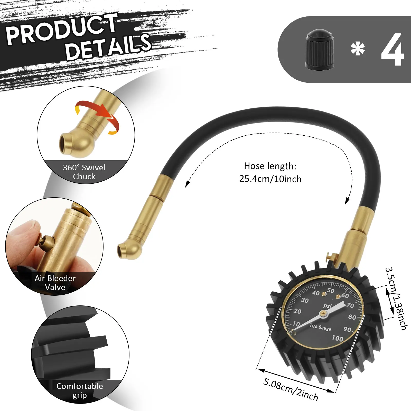 

Tire Pressure Gauge Accurate Measurement Digital Tire Inflator Controllable Deflation Tyre Pressure Gauge Time Saving for Car