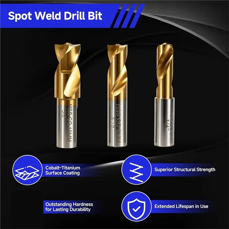 A02F-HSS Spot Weld Drill Bit Set 18PCS, Double Sided Spot Cutter Kit Blade For Power Drill Applications