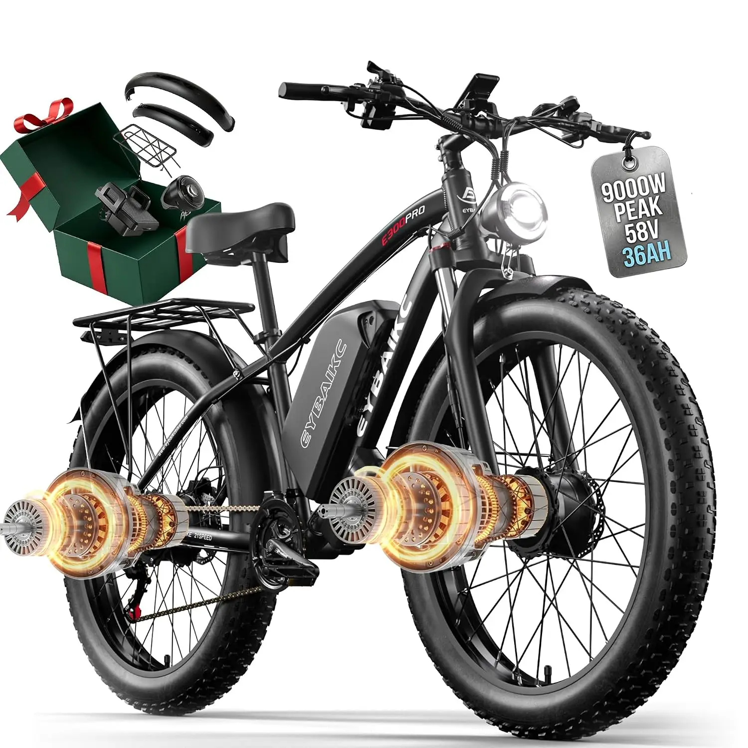 9000W Dual Motor Electric Bike 58V 36AH 24