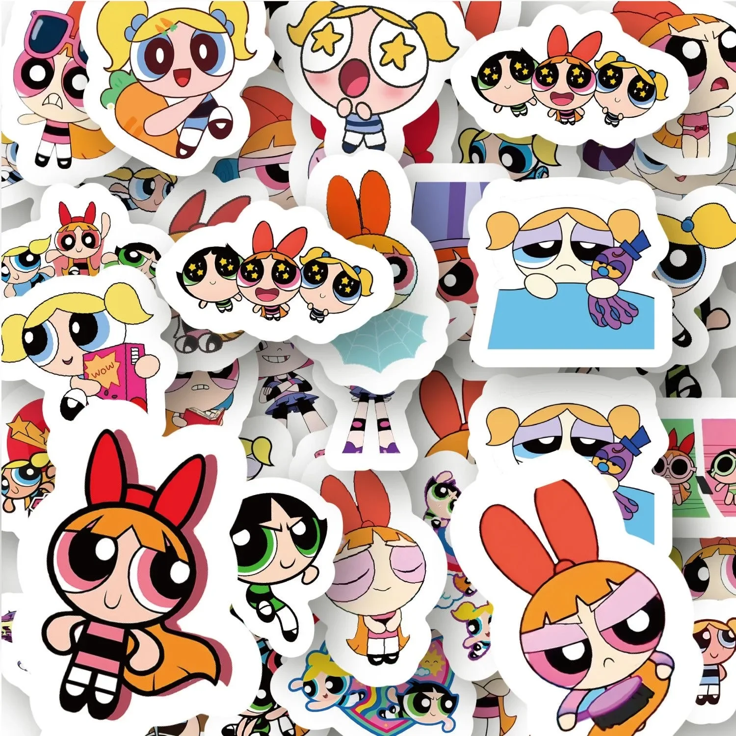 100pcs Powerpuff Girls Stickers Cartoon Vinyl Waterproof Decals for Laptop Water Bottle Skateboard Phone Case Kids Toy Gift view 3