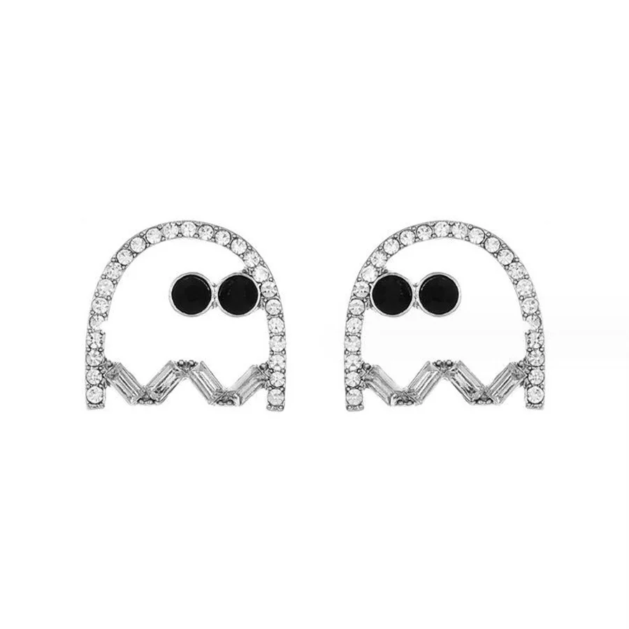 

Vintage Creative Halloween Personality Funny Kid Earrings Diamond Hollow Ghost Earrings