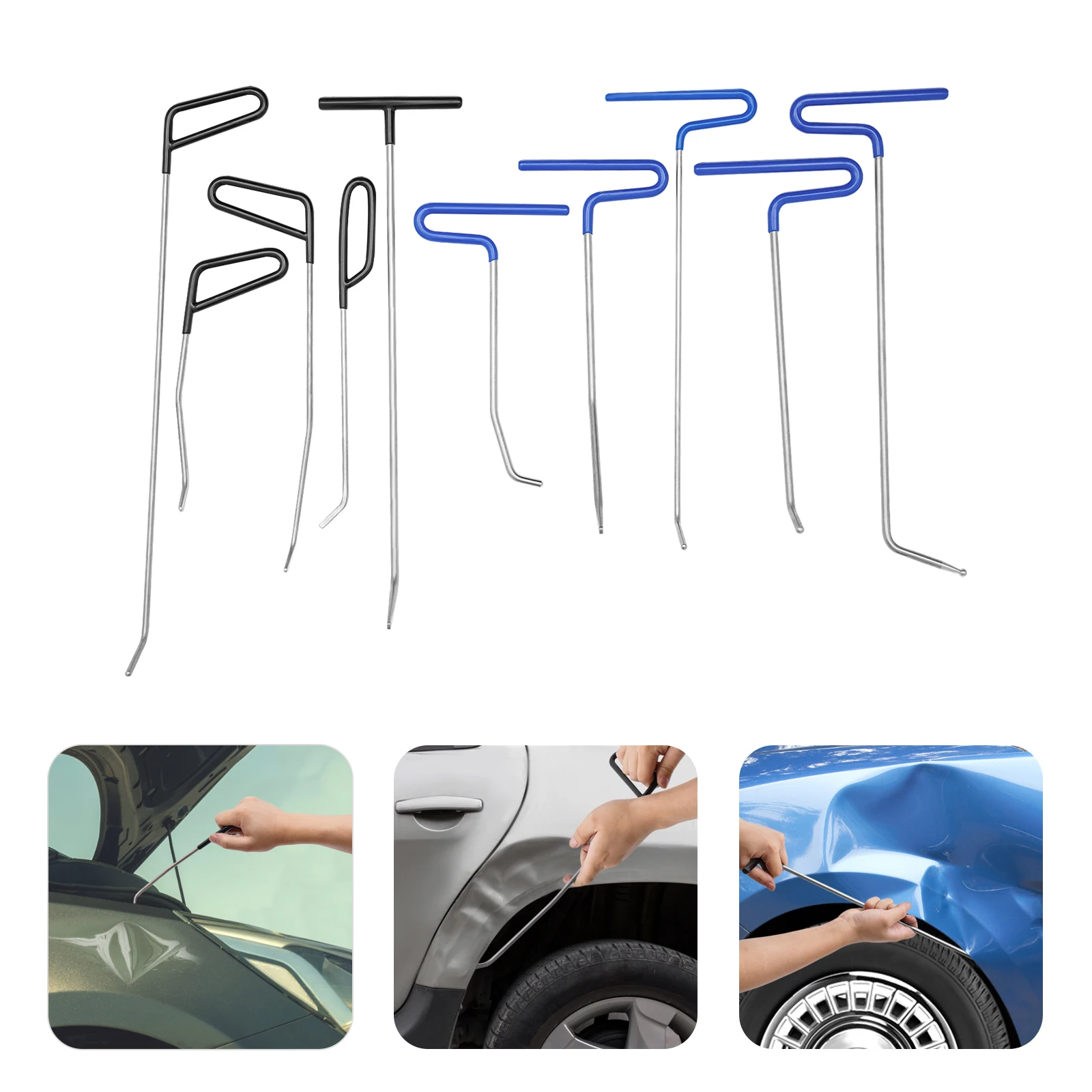 10PCS Dent Rods Kit, Paintless Dent Removal Rods, Dent Repair Rods for Most Car, Auto Body Dent Repair Tools