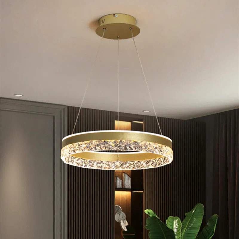 Modern Round Ring LED Chandelier Remote Control Pendant Lamps For Living Dining Room Kitchen Island Bedroom Design Hanging Light