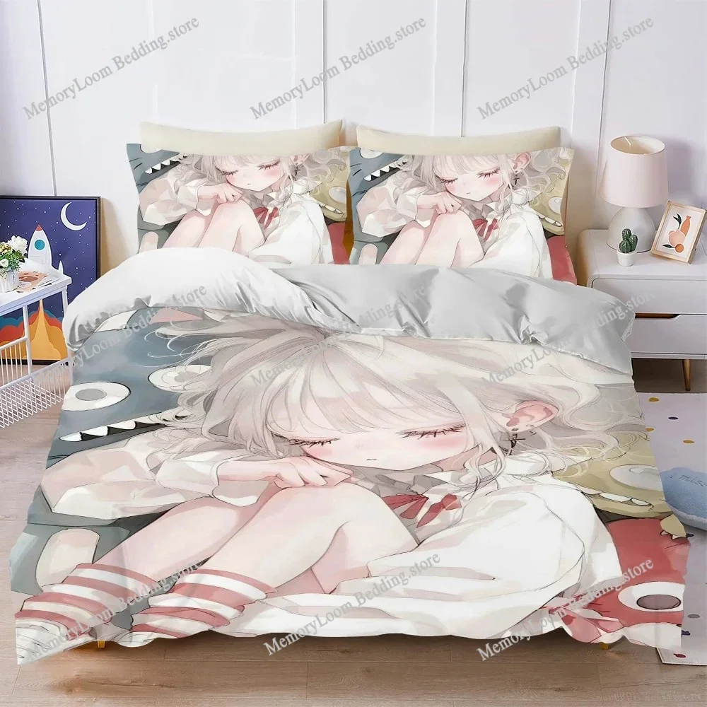 

Kawaii Anime Girl Duvet Cover Set Home Style Bedding Soft Laundry Cotton Bed Student Dormitory Gift Home Textileextile741
