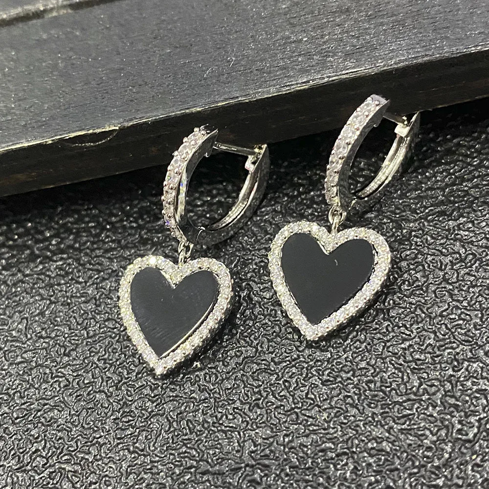Hot Sale 18K Real Gold Plating Luxe Koper Ingelegde Zirkoon Hart Oorringen Elegante Sweet Dames Koreaanse Sieraden Oorbellen