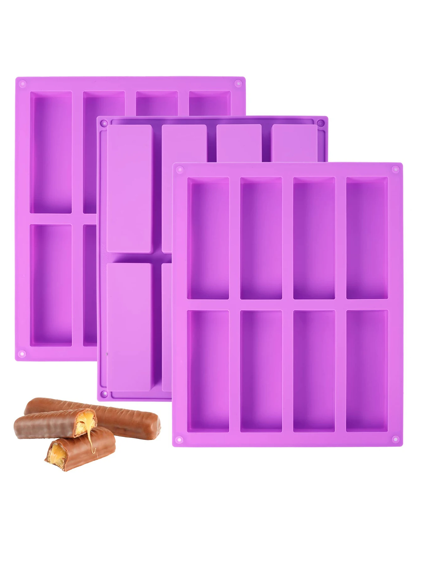 Feiskoo Rectangular Granola Silicone Mold For Baking Energy Bars, Muffins, Brownies, Cornbread, Cheesecakes, Pudding Cakes