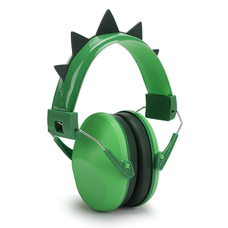 ABJF-зеленые детские наушники с ушками динозавров, регулируемая защита слуха от шума для детей, учебы и сна, шумоподавление