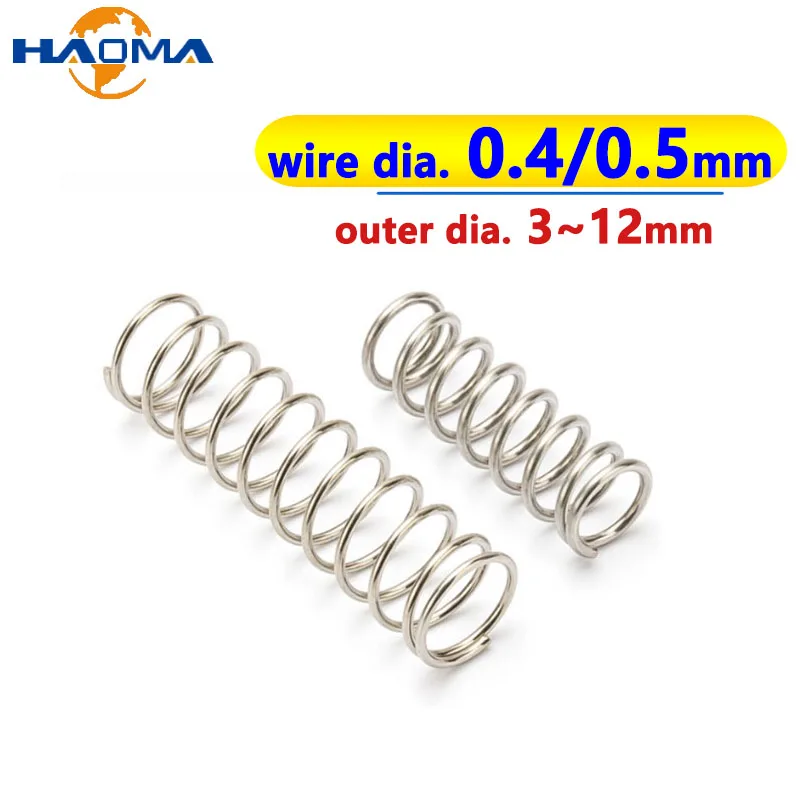 

CS0.4/0.5mm, OD3-12mm, 304 Stainless Steel Spring Shock Absorption Pressure Compression Springs Length 5-50mm