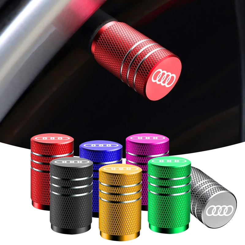 4Pcs Car Wheel Tire Valve Stem Caps Tyre Air Cover Plugs For Audi A1 A3 A4 A5 A6 A7 A8 Q2 Q3 Q5 Q7 Q8 RS3 RS4 S3 S4 S5 S7 TT