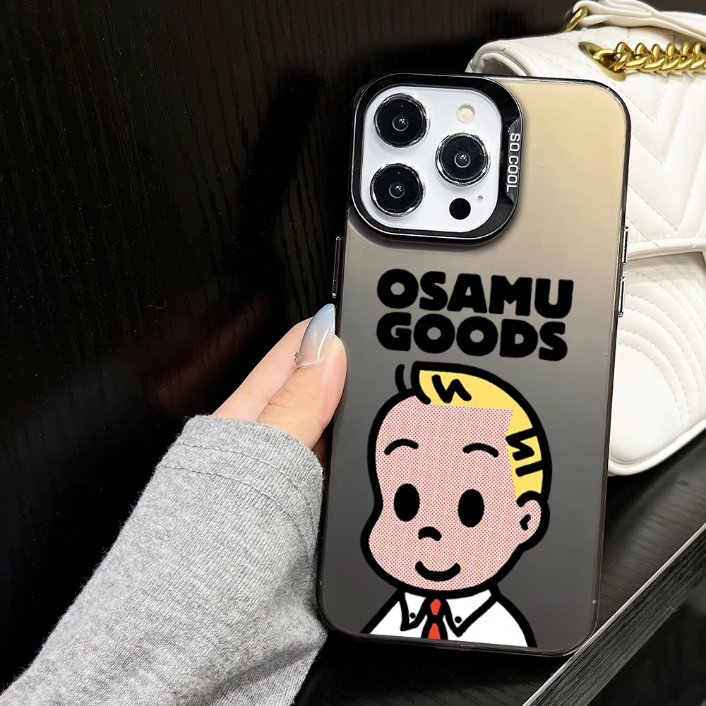 Cartoon Osamu Goods Cute Phone Case for iPhone 16 12 13 14 15 11 Max Pro Plus Laser IMD Color Shell