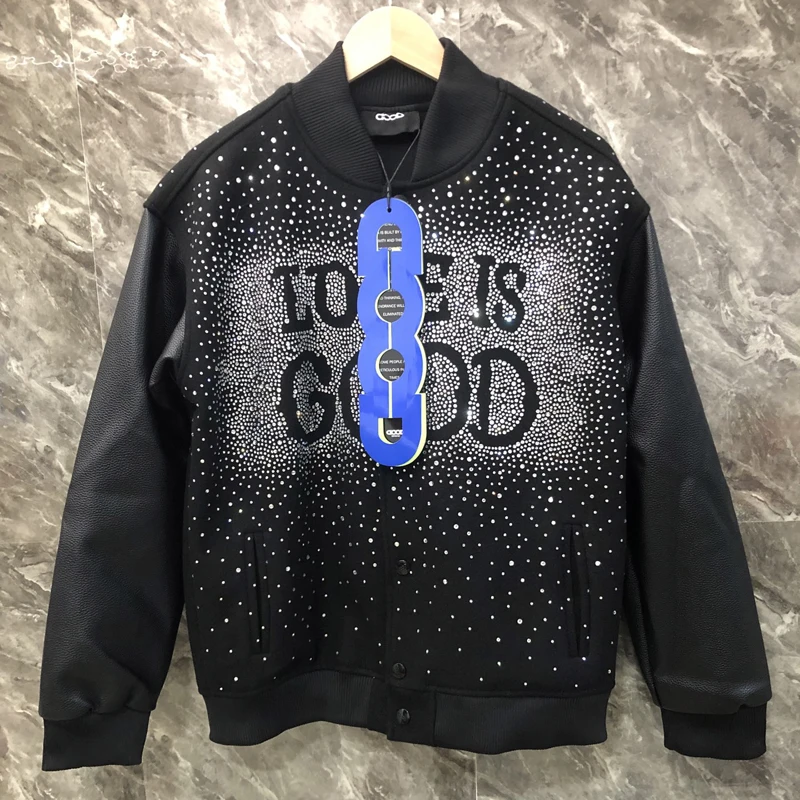 

Высококачественная куртка GOODBRAND, зимняя куртка Starry Hot Diamond с полным принтом, уличная одежда, трендовые хорошие бейсбольные куртки на молнии