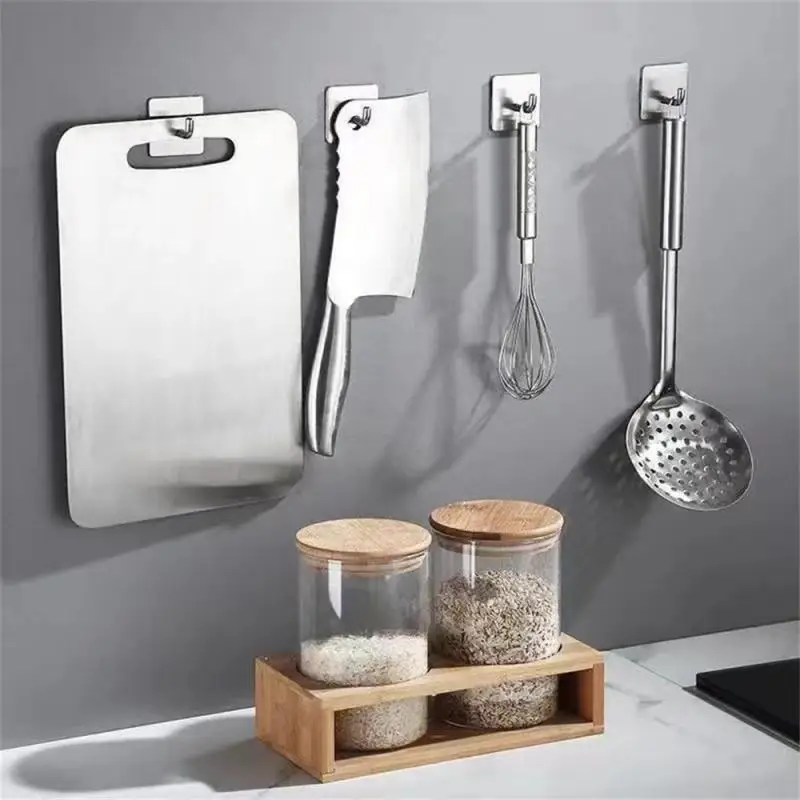 1/3/5 Pcs Stainless Steel Wall Hook Non-perforated Strong Load-bearing Viscose Hanging Cloth Trunk Hook Bathroom Rack Organizer