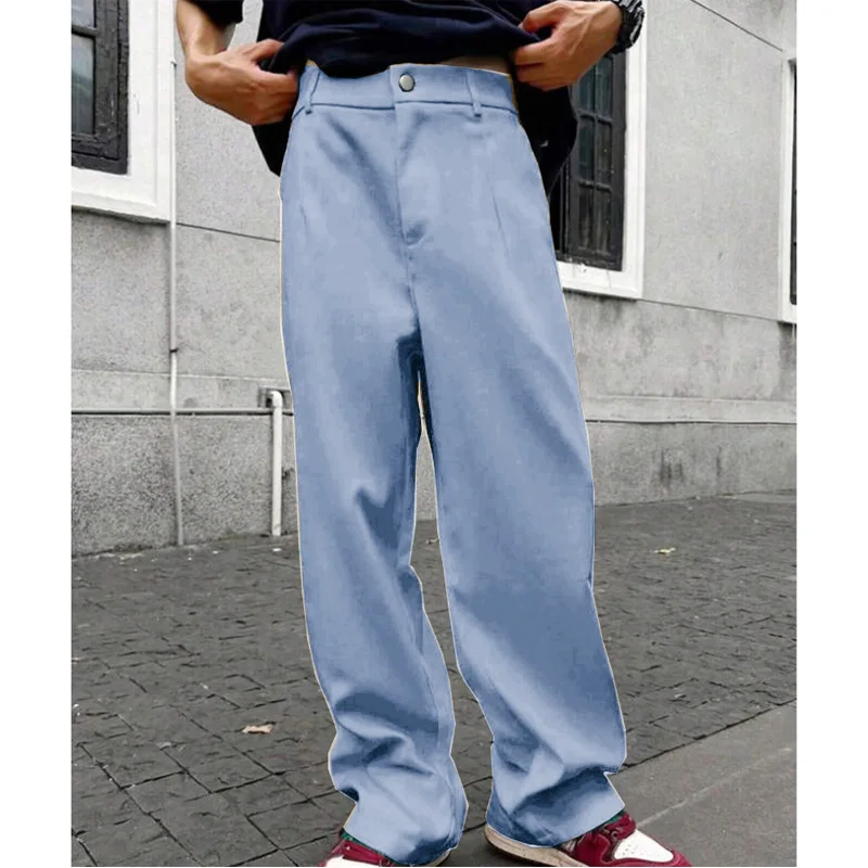 2026 New Men's High Waist Wide Leg Pants Loose Fit Solid Color Trousers Classic Slim Fit Business Work Formal Baggy Pant image 6
