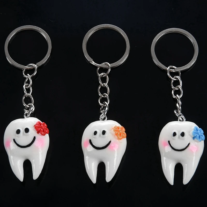 80 Pcs Keychain Key Ring Hang Tooth Shape Cute  Gift