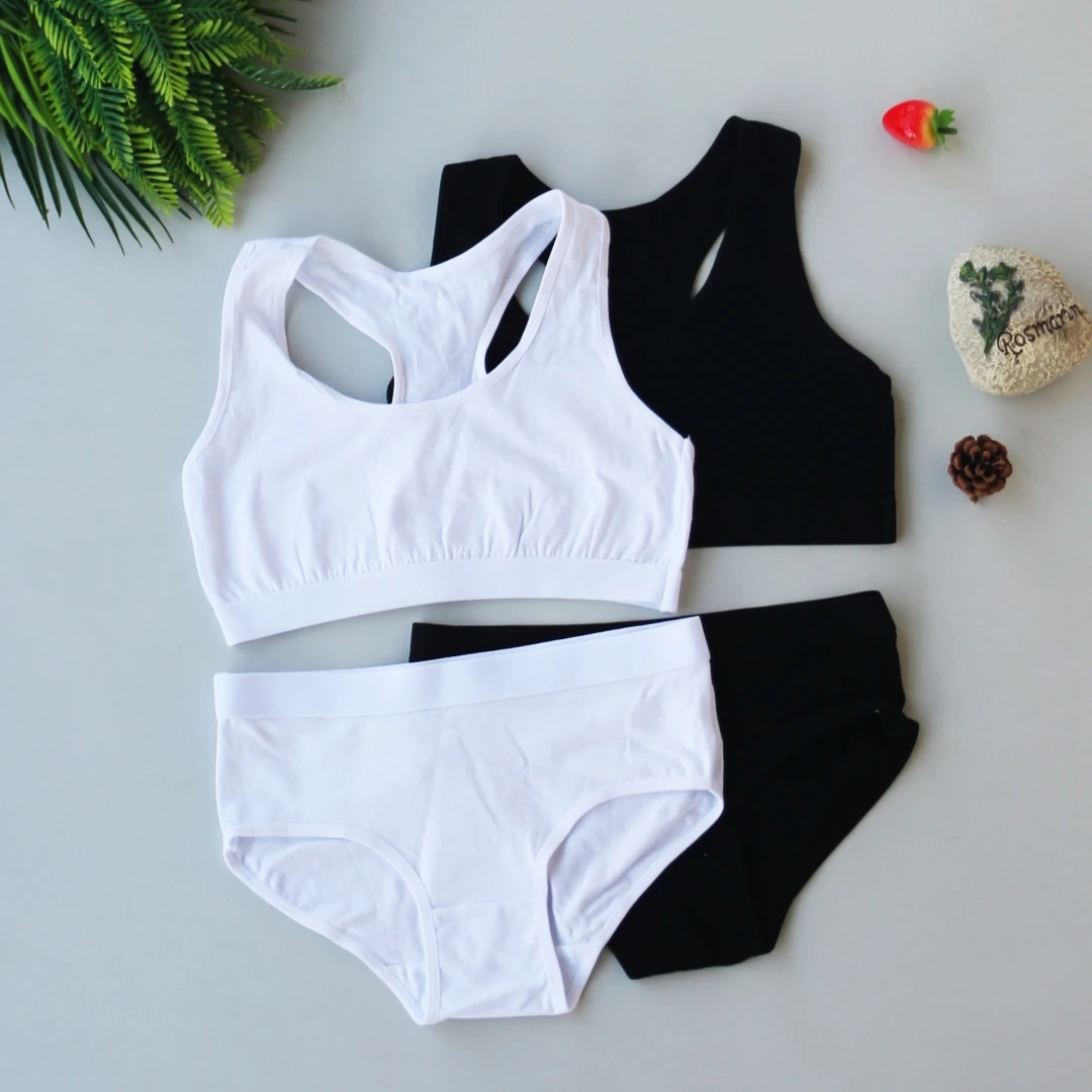 الفتيات التدريب حمالات الصدر سراويل الاطفال ملابس داخلية قطنية مجموعات المراهقين الطلاب الصدرية سترة وسراويل داخلية الفتيات اللاسلكية الرياضة الصدرية 8-16Y