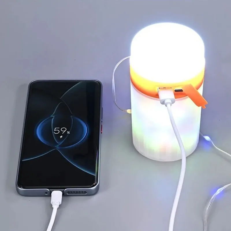 سلسلة أضواء LED قابلة لإعادة الشحن عبر USB بالطاقة الشمسية، أضواء تخييم مقاومة للماء، أضواء محمولة مع خطاف مغناطيسي لحفلات الطوارئ في الحديقة