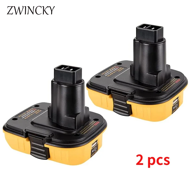 ZWINCKY-Adaptador de Bateria com USB, DCA1820 para Dewalt, Ferramentas 18V, Converter para Bateria de Lítio Dewalt 20V, DC9096, DE9098, DE9096, 1 PC, 2PCs