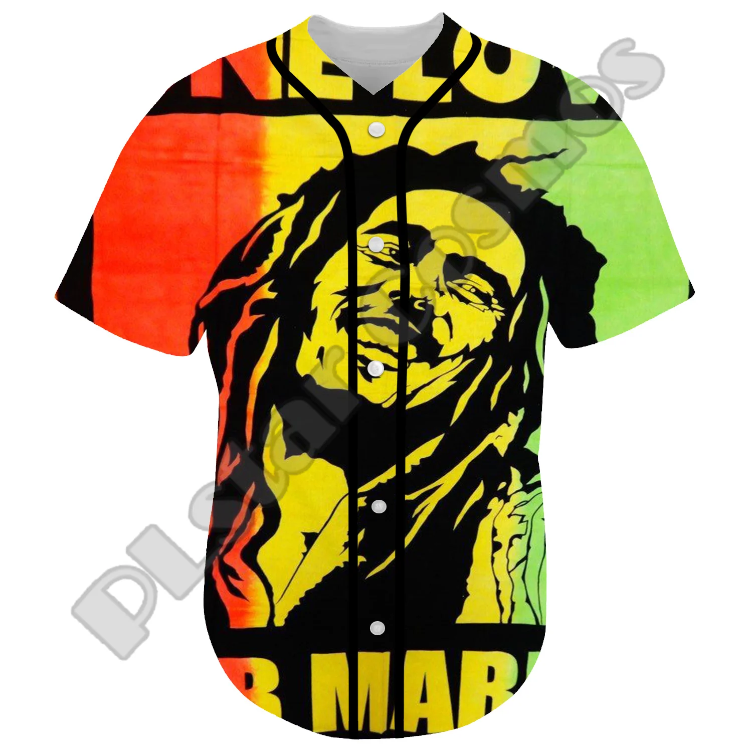 NewFashion Bob Marley Rastafari Lion Vintage Reggae Retro Tattoo 3DPrint Harajuku Summer Baseball Shirts Jersey Short Sleeves X8