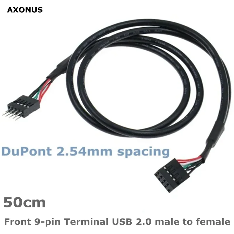 اللوحة الرئيسية الهيكل الأمامي 9 دبوس محطة USB 2.0 ذكر إلى أنثى تمديد كابل دوبونت 2.54 مللي متر كابل بيانات خط إمداد الطاقة