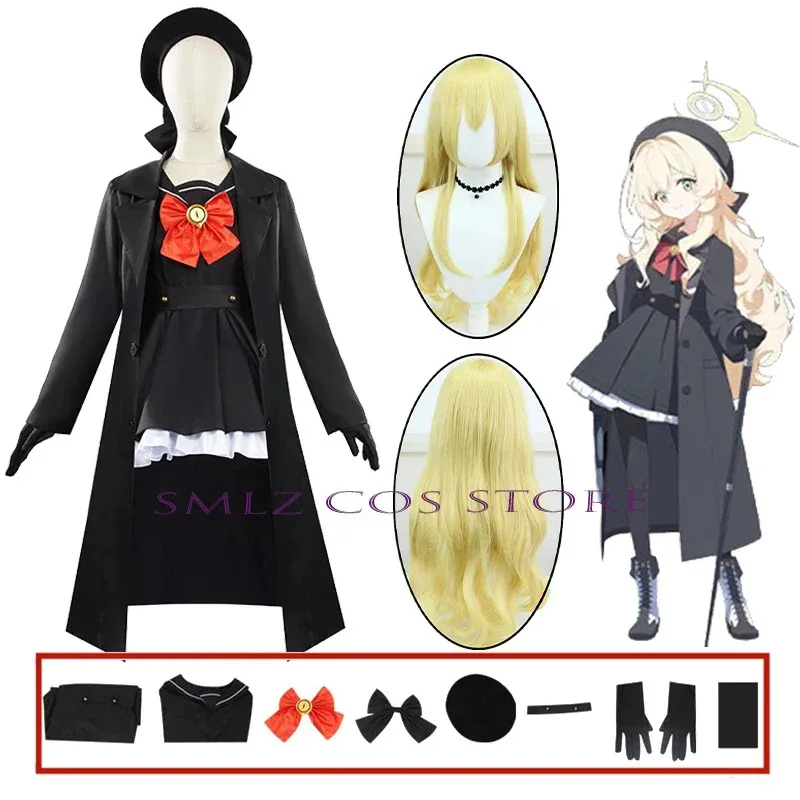 

Professor Niyaniya Cosplay Game Blue Archive Costume Girl School Uniform Dress Coat Hat Wig Set Halloween Party Outfit for Woman