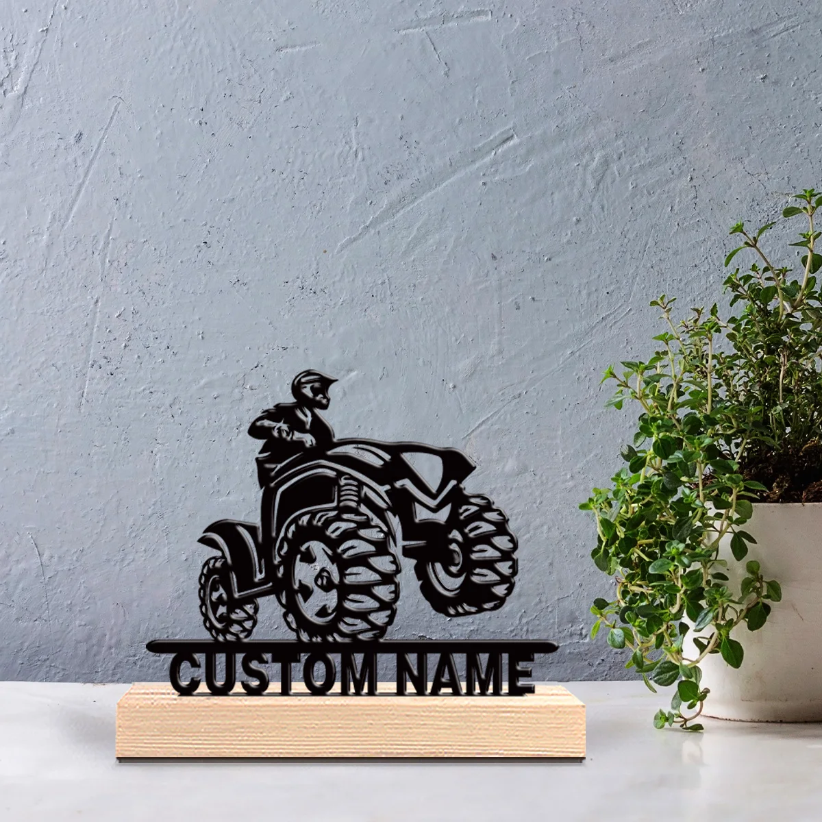 1pc Beauty Personalized Custom Mountain bike Metal Art With Wooden Base Tabletop Decoration Retro Writer’s Gift with Wooden Bas