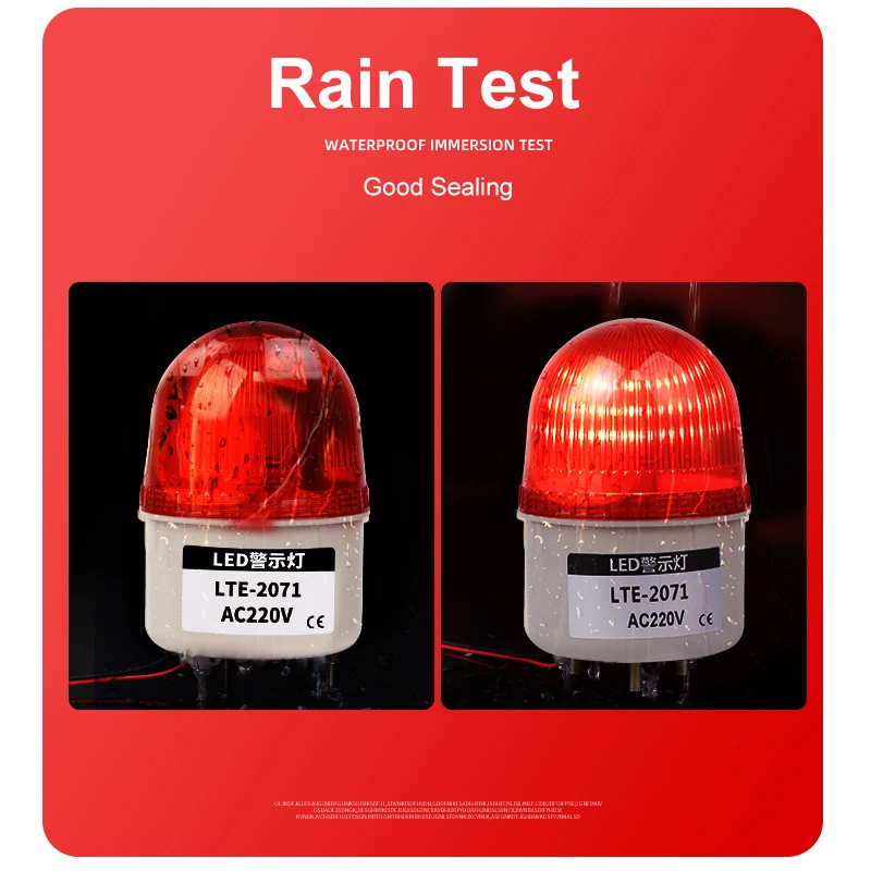 LTE-2071 Warning Light No Sound Waterproof Rotating Indicator Flashing Beacon Strobe Alarm Lamp DC12V 24V AC220V Construction