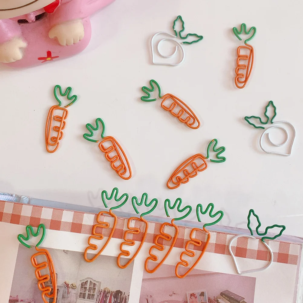 

9 Pcs Carrot Paperclip Office School Decor Clips Medium Clipboard Jumbo Cool Work