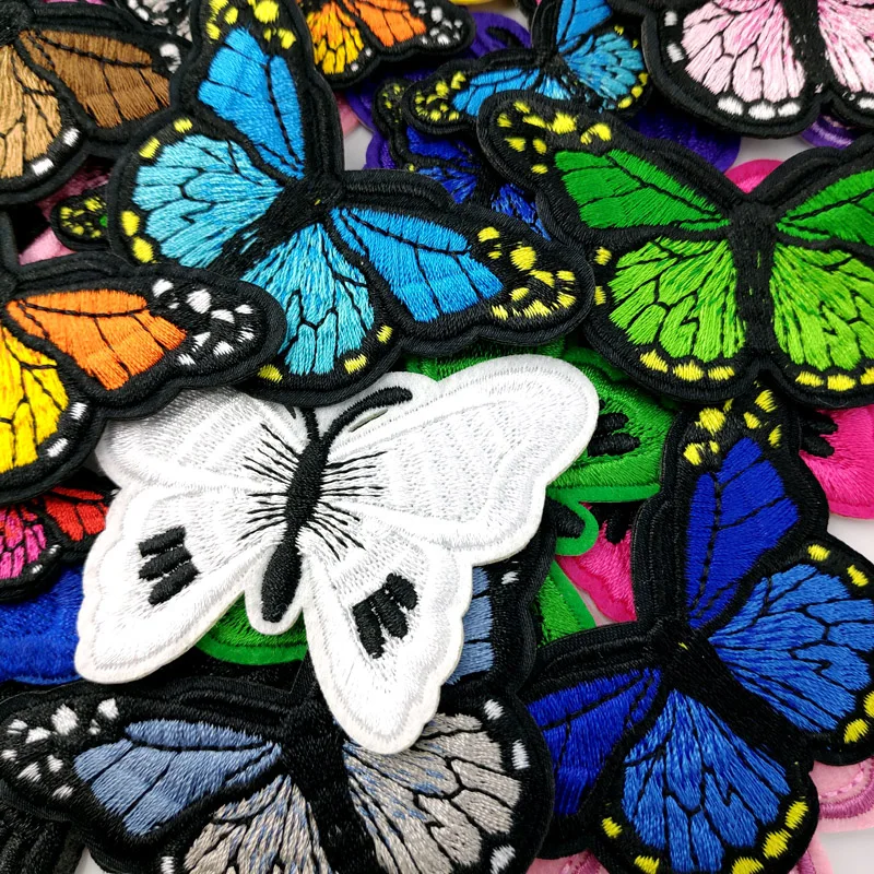 Butterfly Patch Embroidery Applique Ironing Sewing Supplies Decorative Badges For Clothing Accessories Yellow Red Green Pink