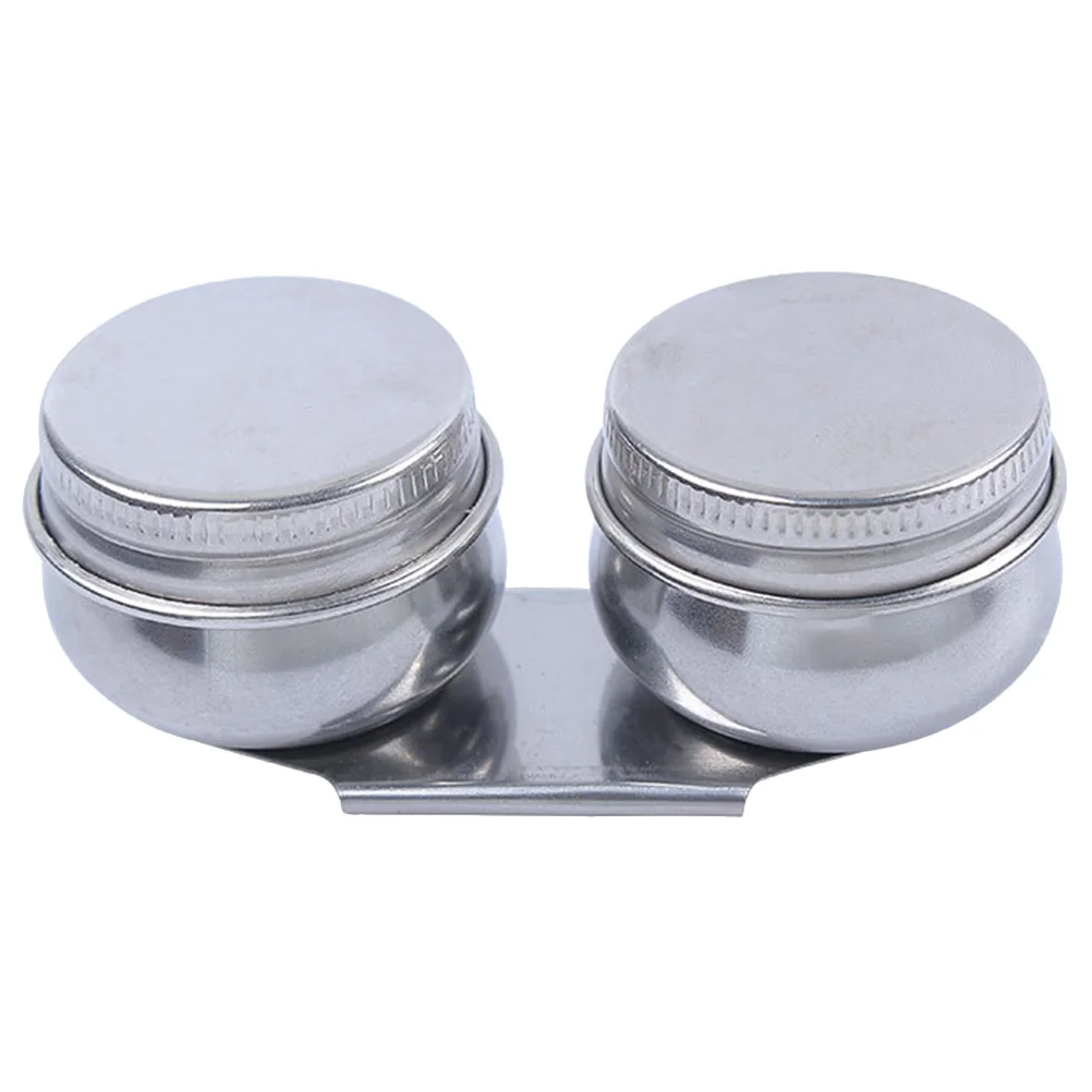 Stainless Steel Oil Palette Cup Double Dipper Wide Mouth Leak Proof Brush Cleaning Container Portable Drawing Supplies Multi