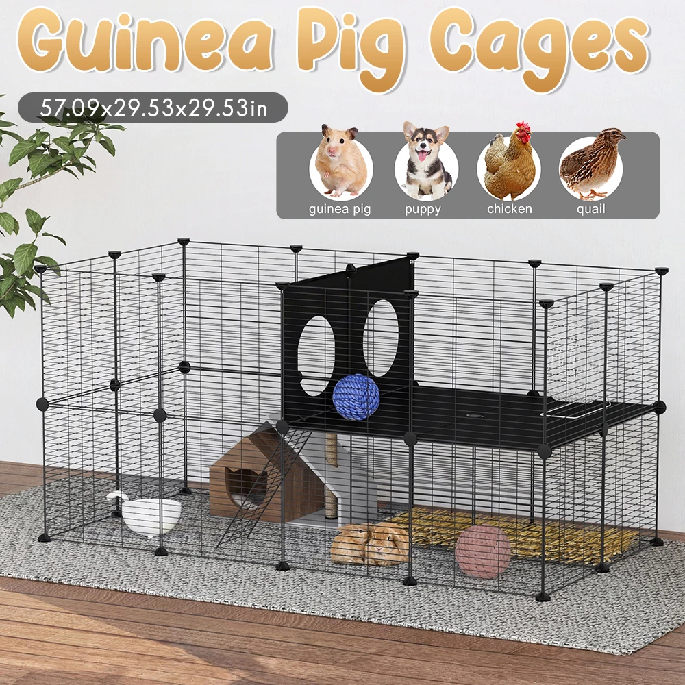 

Metal Rabbit Cage 57.09x29.53x29.53in Pet Playpen Metal Fence Small Animal Playpen for Guinea Pigs/Bunny/Hedgehogs/Chickens
