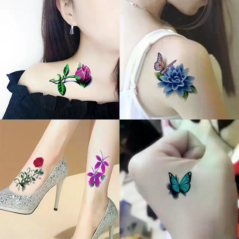 20 Sheets Waterproof Temporary Flower Butterfly Tattoo Stickers Women Fashion Art Sexy Removable Men Body Sticker Long-Lasting