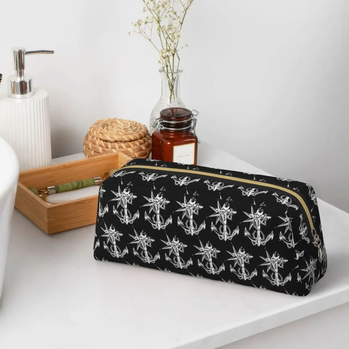 Nautical Compass Captain Anchor Boat Pencil Cases for Student School Pen Box Pencil Bag Pencil Pouch Storage Stationery Supplies