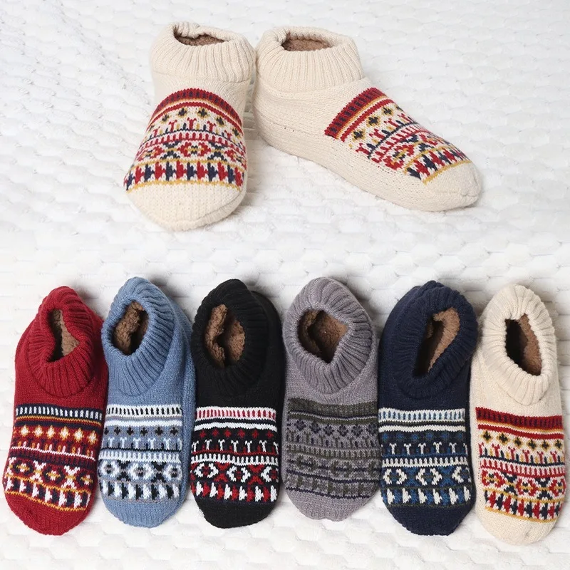 男性用スリッパ付きサーマルウィンターソックス - お父さんや夫への寒い季節のギフトに最適。