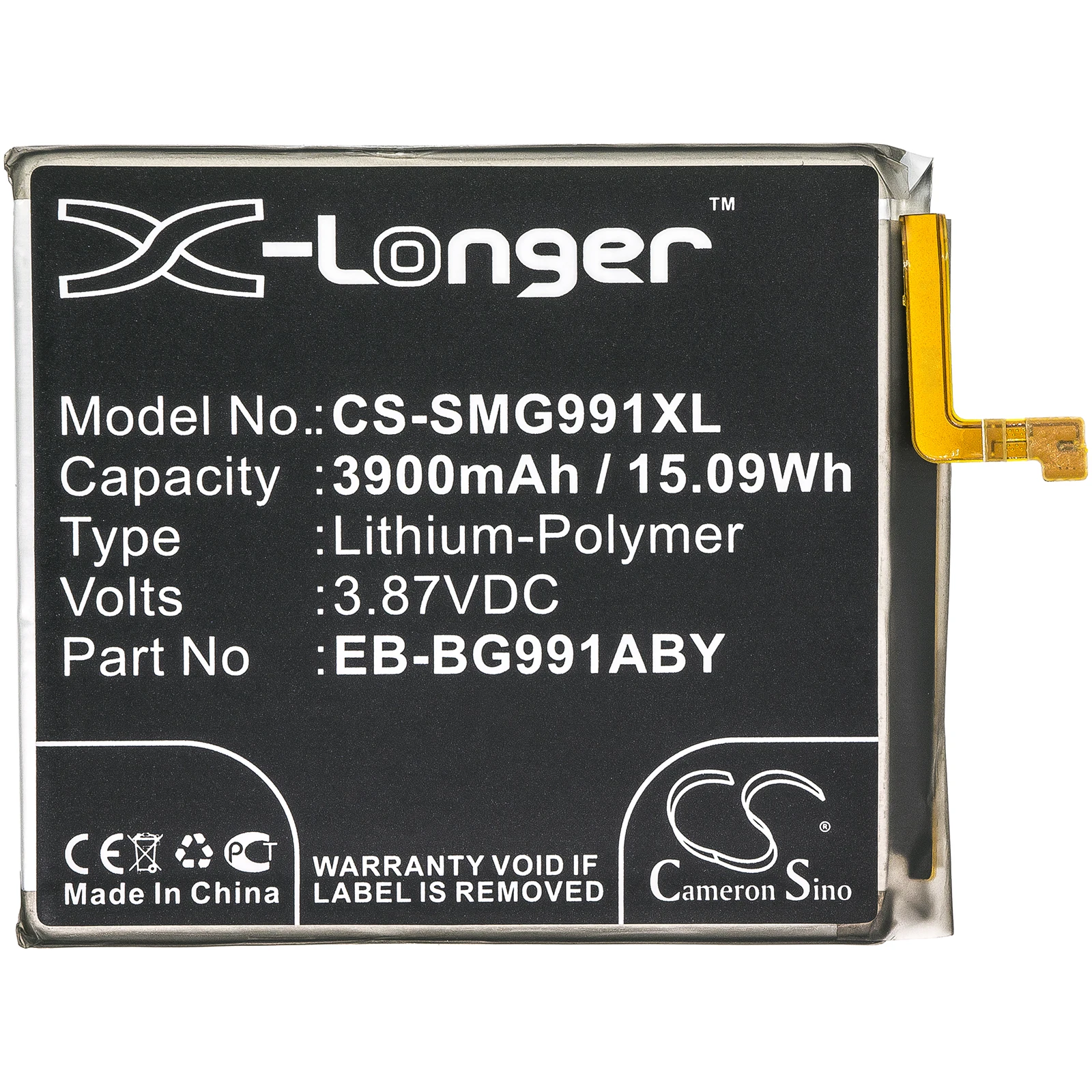 

Replacement Battery for Samsung Galaxy S21 5G Li-Polymer 3.87V 3900mAh SM-G991A SC-51B