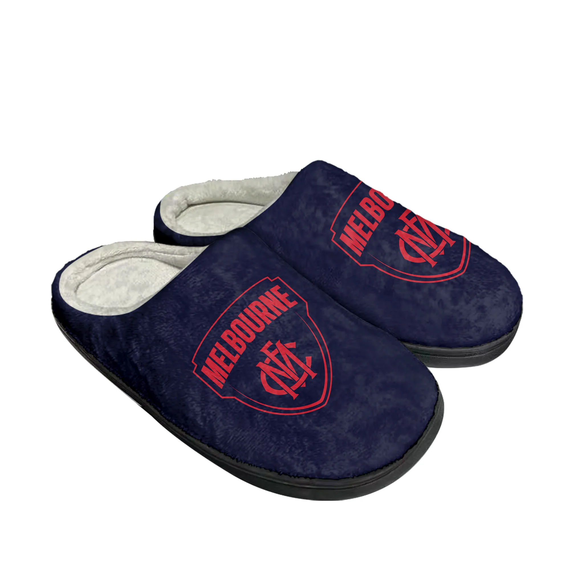 Melbourne Demons Australian Football Home Cotton Slippers Mens Womens Plush Bedroom Casual Keep Warm Shoes Thermal Indoor DIY