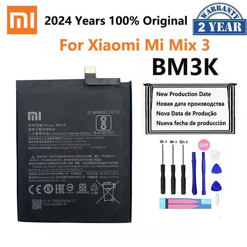 

Xiao Mi 100% оригинальный аккумулятор BM3K для Xiaomi Mix 3 Mix3 3200 мАч аккумулятор большой емкости