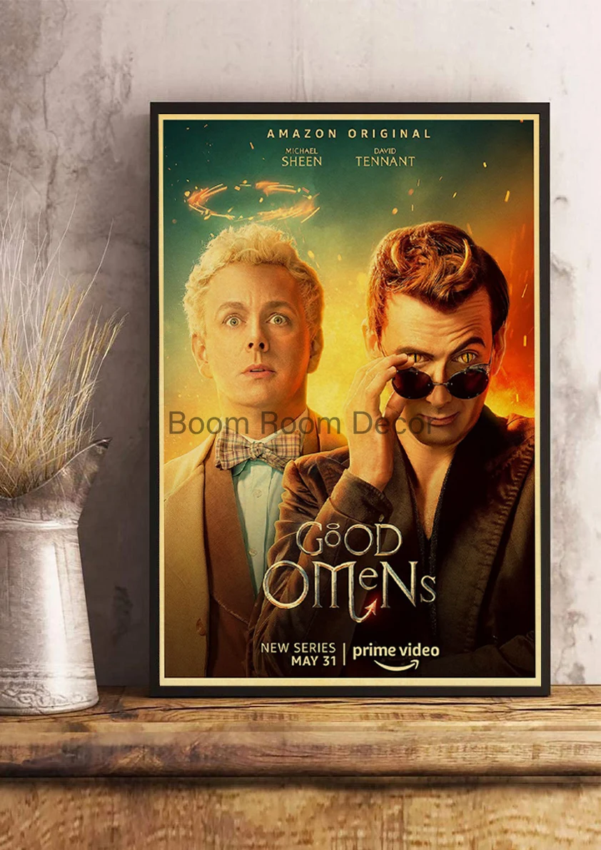 Hot Movie Good Omens Poster Nostalgia Cartoon Harajuku Kraft Paper Posters Decoration Chambre Aesthetic Cafe Bedroom Painting