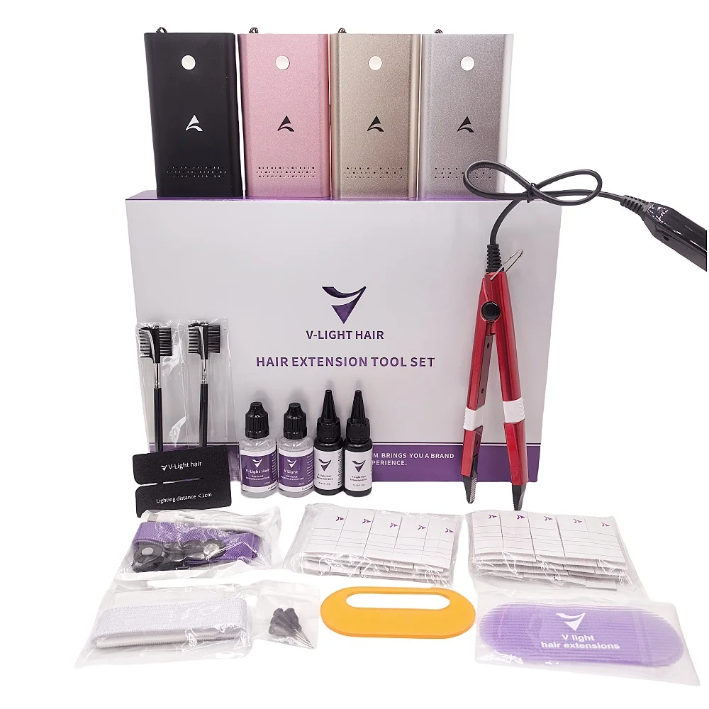 マルチカラーVライトシームレスヘアエクステ、ミニヘアエクステキット