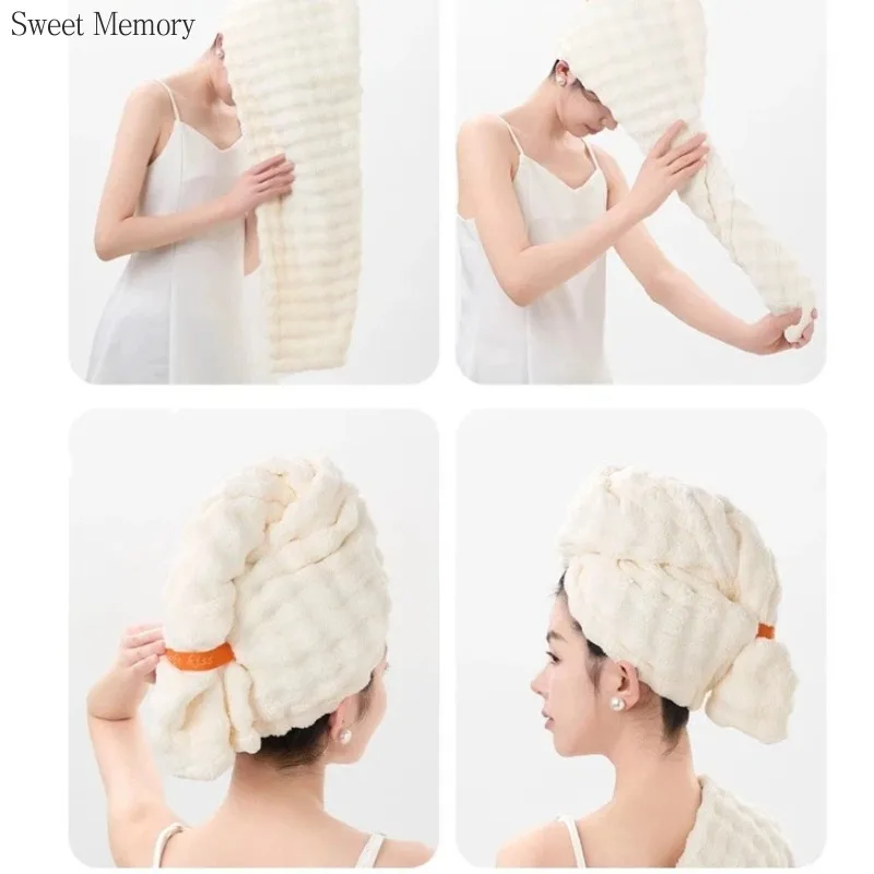 N19 دروبشيب 2 قطعة قبعة الشعر المخملية عقال منشفة المنزل غير تهب قبعة حمام قبعة دش قبعات الحمام التجفيف السريع وشاح