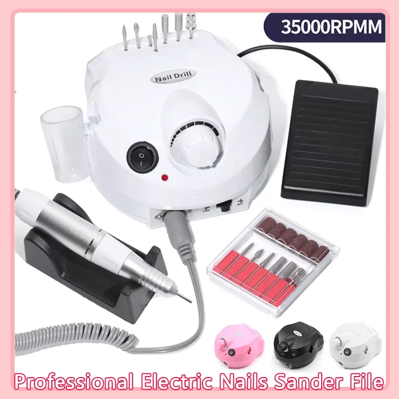 

Электрическая дрель для ногтей, 35000 об/мин, набор резаков, гель-полировщик для ногтей, инструменты для ногтей, салонное оборудование, сильный инструмент для полировки, набор пилочек для ногтей